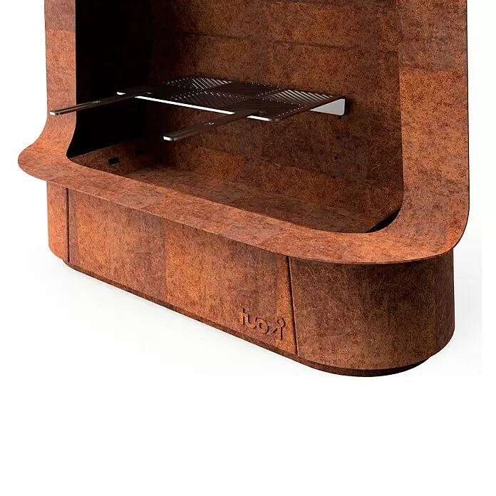 Tuozi Feuerschale Apollo - L x B x H: 125 x 53 x 190 cm, Cortenstahl - Rostfarbener Cortenstahl-Außengrill mit integriertem Rost.