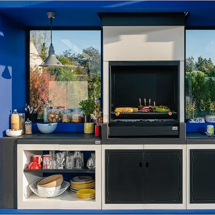 Tuozi Kitaway Doppeltür-Kit - Schwarz, Passend für: Tuozi Kitaway Grillküchen Module - Außenküche mit Grill, Arbeitsflächen und Schränken für stilvolles Kochen im Freien, ideal für Gartenpartys und Sommerabende.