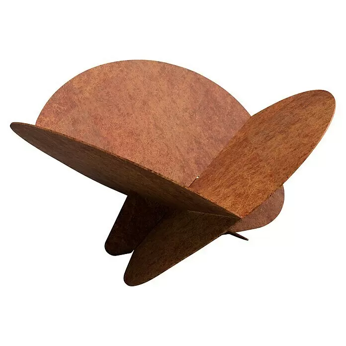 Tuozi Feuerschale Medusae - L x B x H: 75 x 75 x 35 cm, Cortenstahl - Cortenstahl-Lounge-Sessel mit geschwungener Rückenlehne und abstraktem, geometrischem Untergestell.