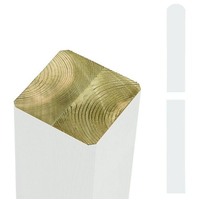 Plus Zaunpfosten gerundet (Höhe: 298 cm, 9 x 9 cm, Weiß, Holz) | BAUHAUS