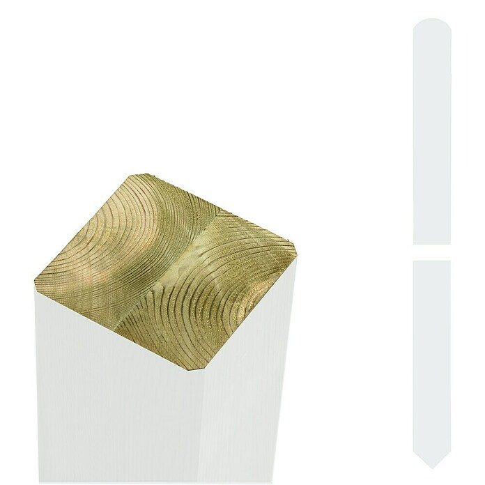 Plus Zaunpfosten spitz/gerundet (Höhe: 208 cm, 7 x 7 cm, Weiß, Holz) | BAUHAUS
