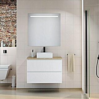 Mueble de lavabo White (L x An x Al: 46 x 80 x 54,5 cm, Blanco/Nature, Mate)