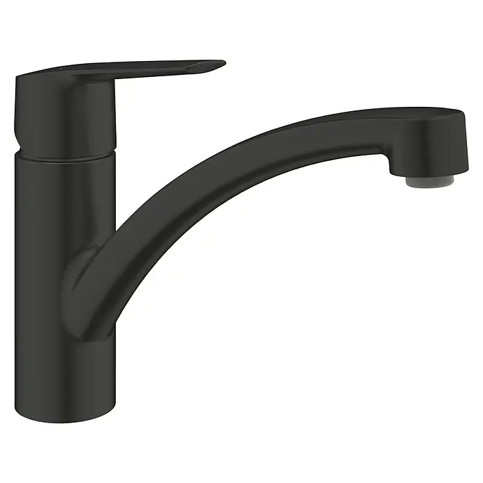 Grohe QuickFix Start Spültischarmatur - Ausladung Armatur: 227 mm, Schwarz, Schwenkbereich: 140 ° - Schwarzer Wasserhahn für Küche oder Bad mit elegantem, modernem Design für zeitgemäße Waschbeckenlösungen.
