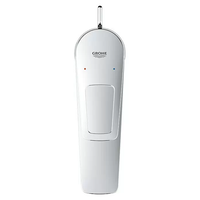 Grohe Start Loop Waschtischarmatur M-Size - Chrom, Glänzend - Grohe polierter Chrom Sensor-Wasserhahn mit roten und blauen Heiß/Kalt-Anzeigen.