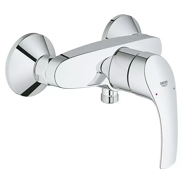 Grohe Eurosmart Brausearmatur - Chrom, Glänzend - Verchromte Duscharmatur mit Einhebelmischer und Heiß/Kalt-Markierungen.