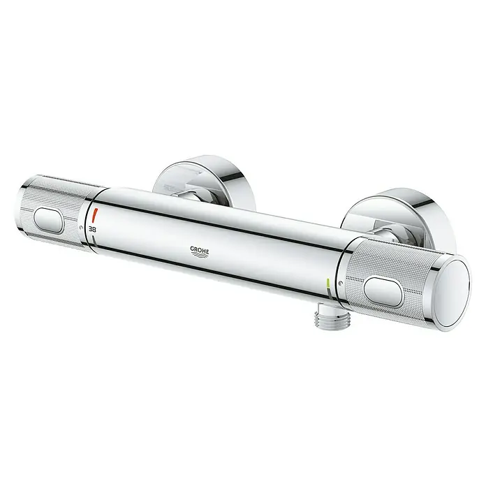 Grohe Precision Feel Brausethermostat - Chrom - Eine Thermostat-Brausebatterie von Grohe in glänzendem Chrom. Das moderne Design zeichnet sich durch klare Linien und eine präzise Temperaturregelung aus.