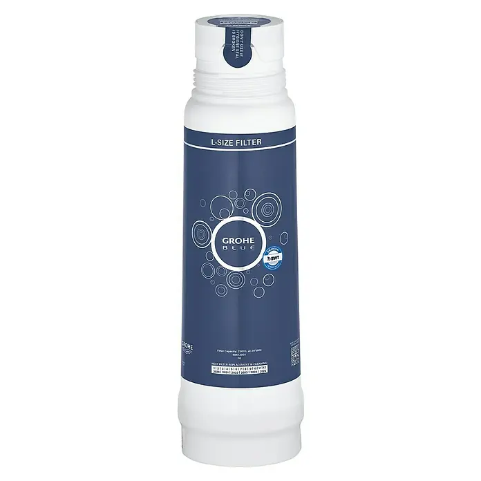 Grohe Blue Filter L-Size - Passend für: Grohe Blue Professional, Blue Pure & Red, Höhe: 35 cm - Nahaufnahme einer GROHE Blue Filterkartusche in Größe L, die für sauberes und gefiltertes Wasser sorgt.\n
