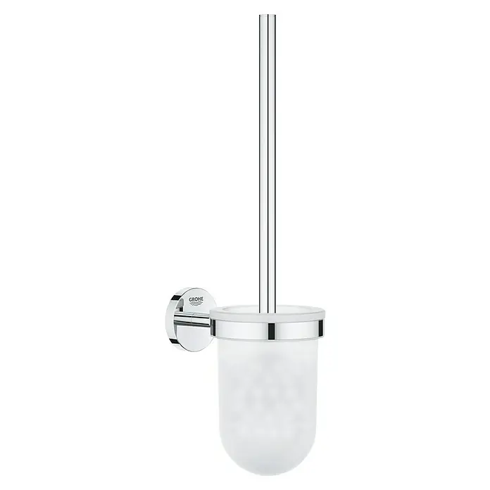 Grohe Bau Cosmopolitan WC-Bürstengarnitur - Mit Halterung, Metall, Chrom - Ein moderner Grohe Toilettenbürstenhalter mit Wandmontage, glänzendem Chromfinish und einem satiniertem Glasbehälter.