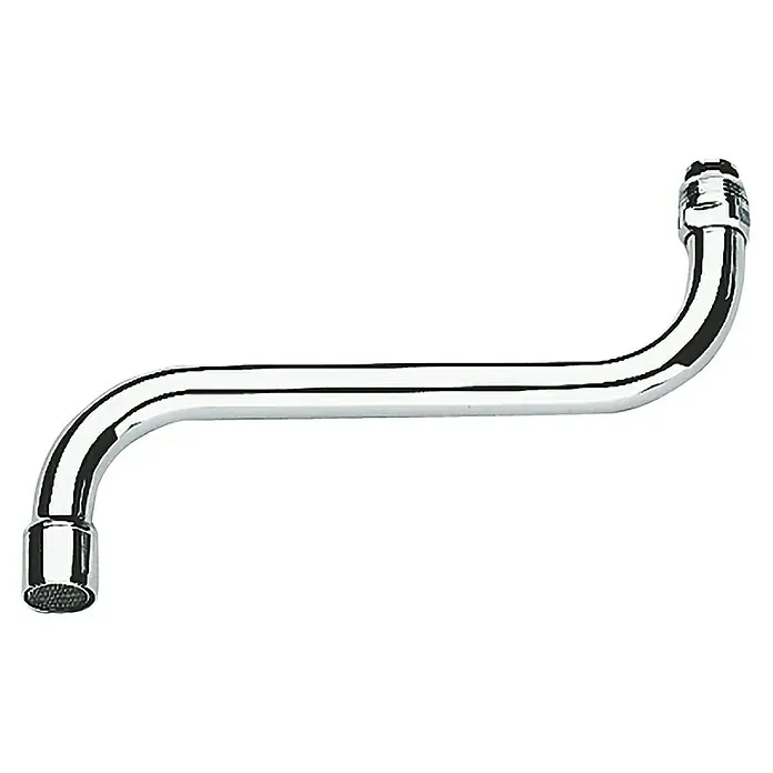 Grohe Rohrauslauf drehbar - M 22, 1″ - Verchromter S-förmiger Wasserhahn Auslauf. Der Auslauf ist glänzend und gebogen, ideal für Küchen- oder Badarmaturen.