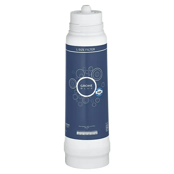 Grohe Blue Filter L-Size - Passend für: Grohe Blue Professional, Blue Pure & Red, Höhe: 35 cm - Nahaufnahme einer GROHE Blue L-Size Filterpatrone, die für sauberes und gefiltertes Wasser sorgt.
