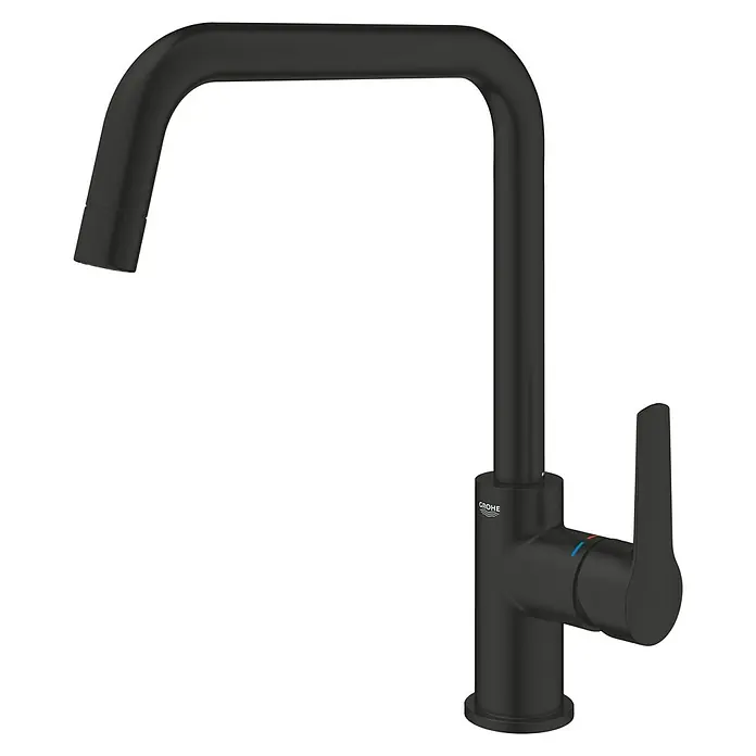 Grohe Start Spültischarmatur - Ausladung Armatur: 228 mm, Schwarz, Matt - Schwarzer Grohe Küchenhahn mit geradlinigem Design und Einhebelmischer für stilvolle Küchen.