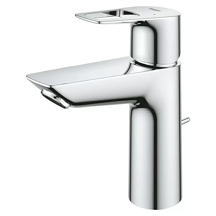 Grohe Start Loop Waschtischarmatur M-Size - Chrom, Glänzend - Moderner Chrom-Waschtischmischer mit flachem Auslauf, Einhebelbedienung und Zugstangenablauf.