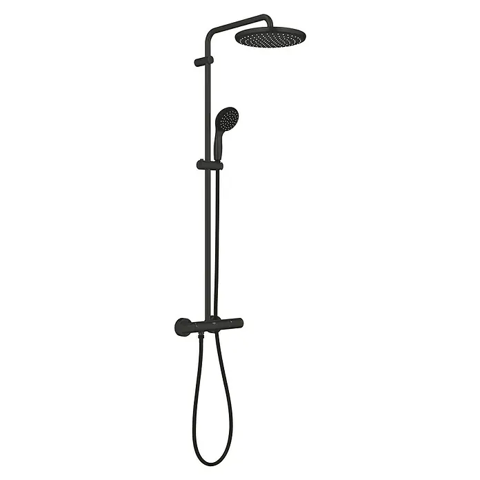 Grohe Vitalio Start Duschsystem Vitalio Start 250 - Höhe: 113,2 cm, Anzahl Strahlarten: 2 Stk., Schwarz - Schwarze Duscharmatur mit Kopf- und Handbrause, inklusive Thermostat für ein komfortables Duscherlebnis.