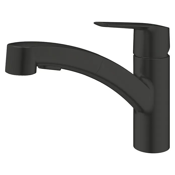 Grohe QuickFix Start Spültischarmatur - Schwarz, Schwenkbar, Matt - Schwarze Küchenarmatur mit ausziehbarer Brause für flexible Nutzung und modernen Look. Ideal für jede Küche.