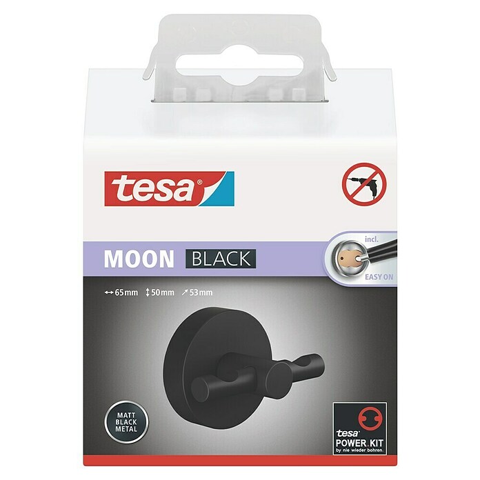 Tesa Moon Handdoekhaak MOON (Met 2 armen, Zwart, Mat) | BAUHAUS