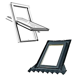 Solid Elements Set de ventanas de tejado y marco (An x Al: 78 x 118 cm, Blanco/gris)
