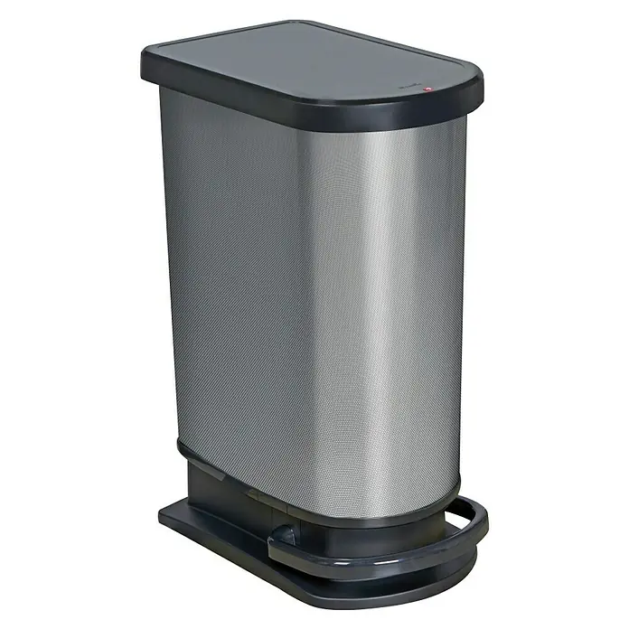 Cubo con pedal Paso carbono - 50 l, Plástico, Gris/Negro - Esta elegante papelera de paso gris presenta un diseño esbelto, perfecta para cualquier hogar moderno. Es funcional y elegante.