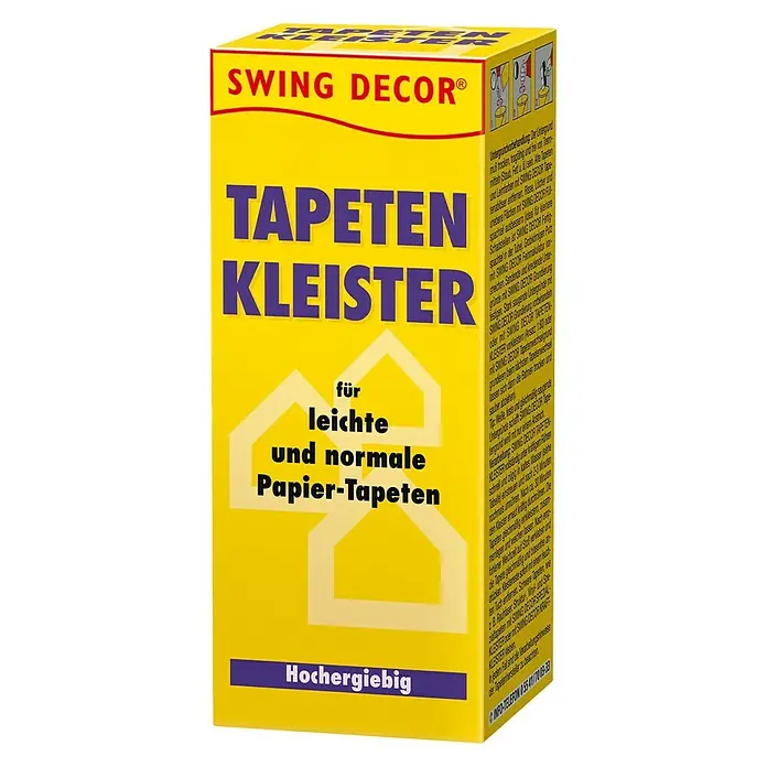 Swing Decor Tapetenkleister - 125 g - Gelbe Packung Swing Decor Tapetenkleister für leichte und normale Papiertapeten, ideal zum einfachen Anbringen von Tapeten.