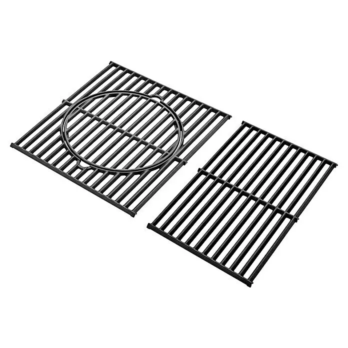 Grandstate Gasgrill Eagle 411 - Grillfläche (B x T): 71 x 45 cm, 14 kW, Anzahl Brenner: 4 Stk., Material Grillfläche: Gusseisen - Zwei schwarze Gusseisen-Grillroste, einer mit rundem, herausnehmbarem Einsatz.