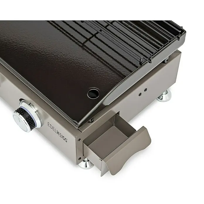 Edelheiss Plancha-Grill - Grillfläche (B x T): 63 x 34 cm, Taupe, 7,5 kW - Das Edelheiss Grillgerät mit Grillrost und Fettauffangschale ist ideal für kulinarische Erlebnisse im Freien.