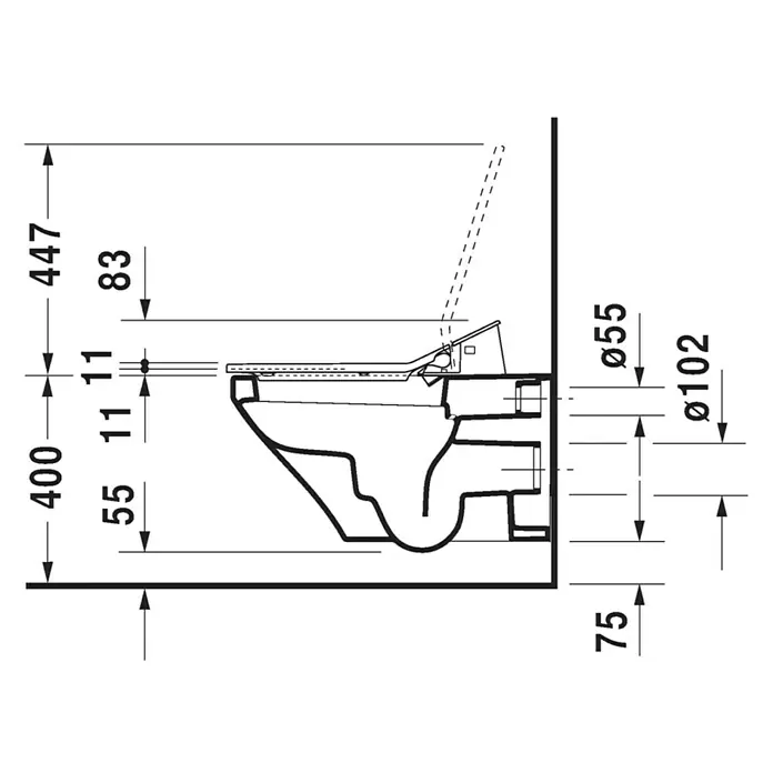Duravit DuraStyle Wand-WC Typ 2Mit Spülrand, Ohne Spezialglasur, Spülform: Tief, WC Abgang: Waagerecht, Weiß