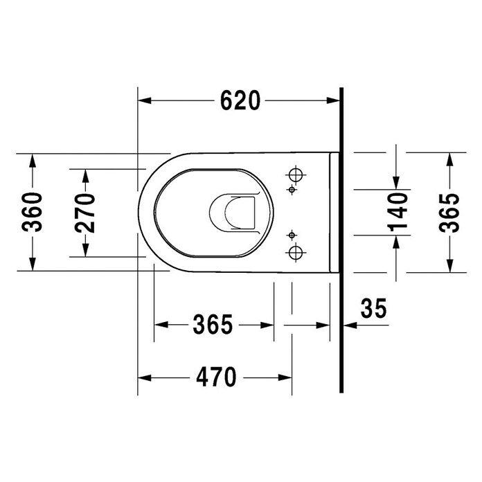 Duravit Starck 3 Wand-WC (Ohne WC-Sitz, Tiefspüler, Weiß)