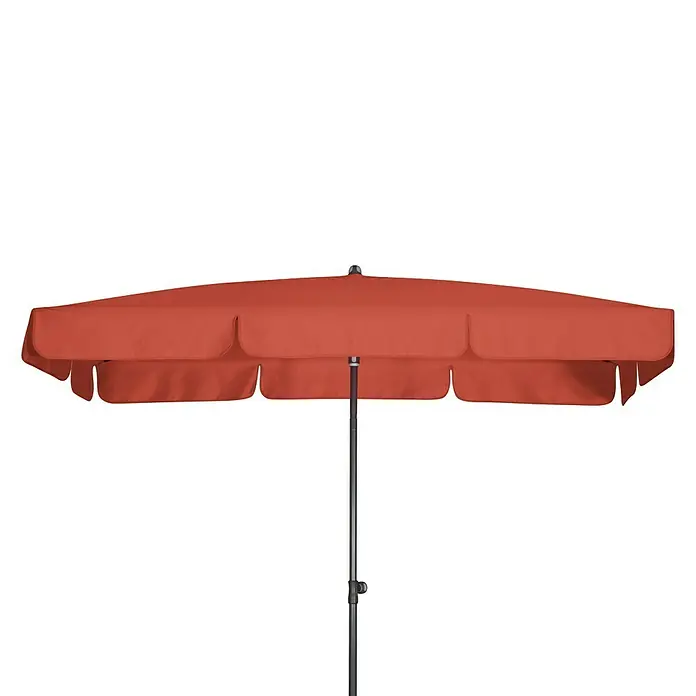 Doppler Sunline Marktschirm Waterproof Neo - Terra, Bespannungsmaß (L x B): 225 x 120 cm - Roter Gartenschirm mit stabilem Schirmmast für sonnige Tage im Garten.