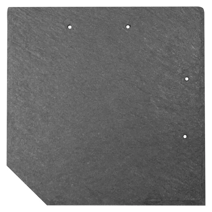 Pardur Schieferplatte - L x B x H: 20 cm x 20 cm x 5 mm, Natur, 1 Stk., Eckig - Eine Nahaufnahme einer einzelnen rechteckigen Schieferplatte, die ein rustikales und elegantes Aussehen für die Dacheindeckung bietet.