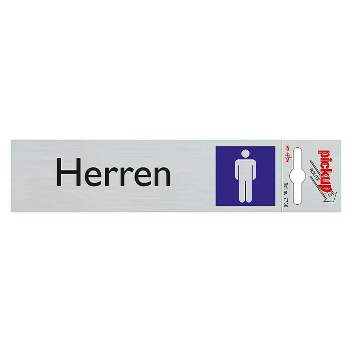 Pickup Aufkleber - Motiv: Herren, L x B: 165 x 44 mm - Ein Schild, das eine Herren-Toilette kennzeichnet, mit der Aufschrift "Herren" und einem stilisierten Männersymbol.