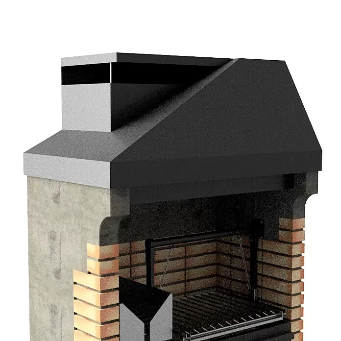 Movelar Pan American Holzkohlegrill - Schwarz/Orange - Ziegelgrill mit schwarzer Metallhaube und Schornstein, mit Grillrost.