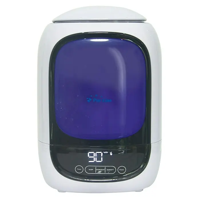 Purline Humidificador Hydro 10 - 19 x 19 x 29 cm, Blanco - Humidificador de la marca Purline en blanco, con depósito de agua azul y pantalla digital con niveles de humedad.