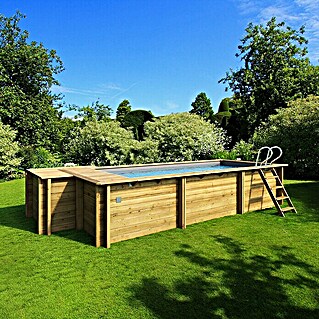 myPool Holz-Pool Urban (670 x 301 x 133 cm, 11.800 l, Naturbraun)