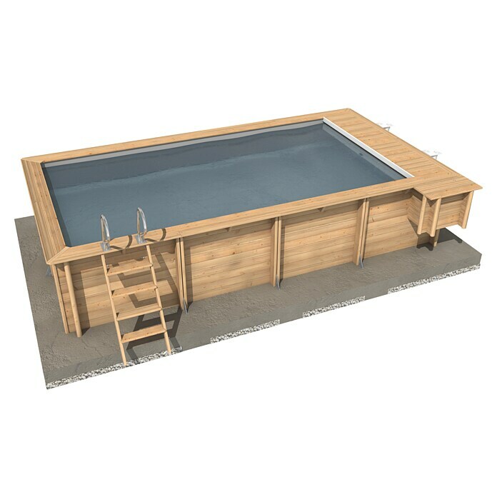 myPool Holz-Pool Urban (650 x 398 x 133 cm, 18.200 l, Naturbraun) | BAUHAUS