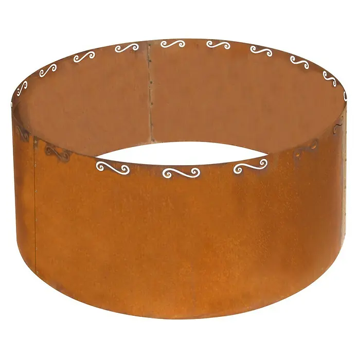 Bellissa Hochbeet Corten - Ø x H: 110 x 50 cm, Stahl, Bronze - Rostfarbene Feuerstelle aus Stahl mit dekorativen Verzierungen für den Garten oder die Terrasse.