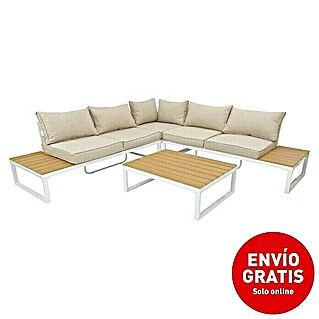 Sunfun Conjunto de muebles Carola (4 pzs., Aluminio/Polywood, Blanco)