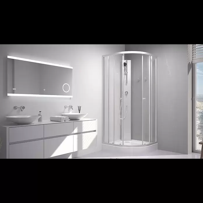 Aurlane Cabina de ducha completa White Sea - 90 x 90 x 210 cm, Blanco/gris - Cabina de ducha White Sea