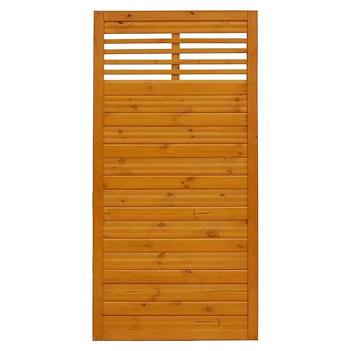 Andrewex Sichtschutzelement Lucca - 90 x 180 cm, Holz, Pinie - Holzzaunfeld mit horizontalen Brettern und durchbrochener Oberseite.