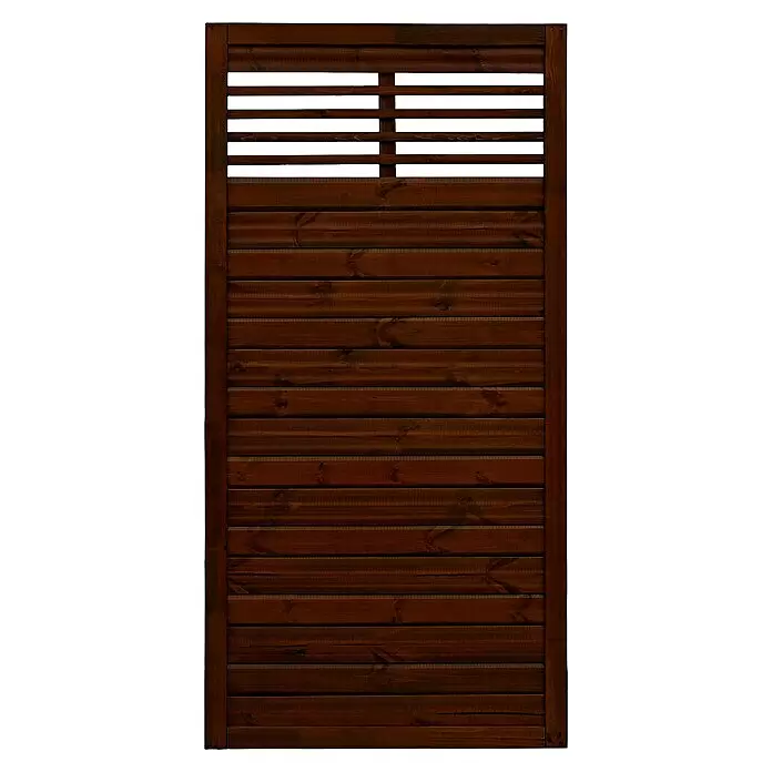 Andrewex Sichtschutzelement Lucca - 90 x 180 cm, Holz, Braun - Dunkelbraune Holzzaunplatte mit horizontalen Lamellen für Sichtschutz und Licht.