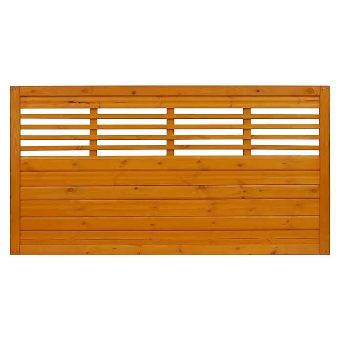 Andrewex Sichtschutzelement Lucca - 180 x 90 cm, Holz, Pinie - Hölzernes Zaunfeld mit Latten oben und massivem Unterteil.