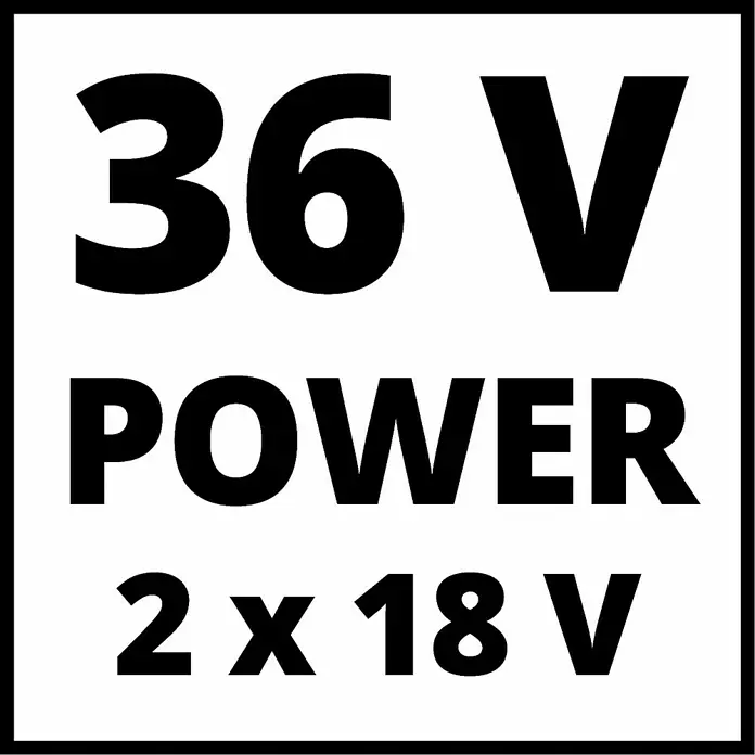 Einhell Power X-Change 18V Akku-Heckenschere GE-CH 36/61 - 18 V, Li-Ionen, Ohne Akku, Schnittlänge: 61 cm - Darstellung eines 36-V-Akkusystems, bestehend aus zwei 18-V-Akkus, hervorgehoben durch das Wort "Power".