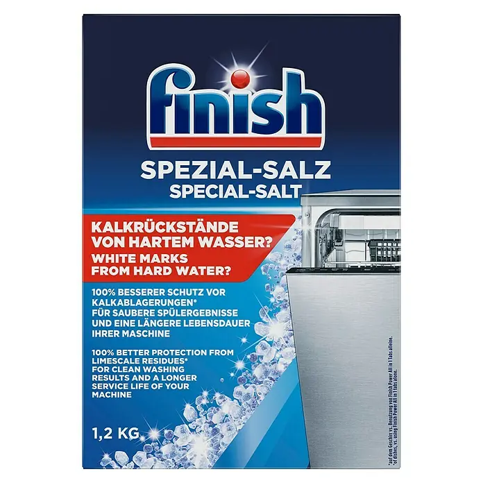 Finish Spezialsalz Kalkschutz - 1.200 g - Das Finish Spezial-Salz für die Spülmaschine, 1,2 kg, schützt vor Kalkablagerungen und sorgt für saubere Spülergebnisse und eine längere Lebensdauer.