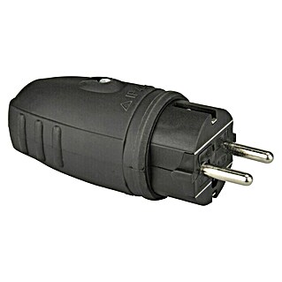 UniTEC Gummi-Schutzkontakt-Stecker (Leicht, 250 V, IP44, Schwarz)