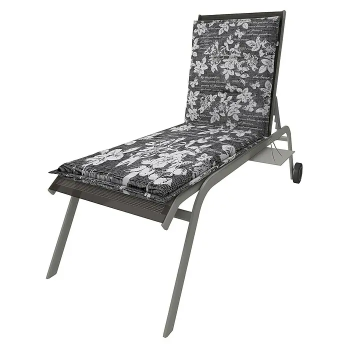 Doppler Liegenauflage Spot - L x B x H: 195 x 60 x 5 cm, Polyester, Grau/Weiß - Elegante Gartenliege mit floralem Muster für entspannte Stunden im Freien. Die Liege bietet Komfort und stilvolles Design für Ihren Garten oder Ihre Terrasse.