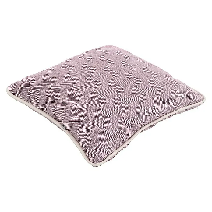 Doppler Kissen Art - Violett, 45 x 45 cm - Dekokissen mit geometrischem Muster und weißer Paspelierung, das jedem Raum einen Hauch von Eleganz verleiht. Perfekt, um Ihrem Sofa oder Bett einen stilvollen Akzent zu verleihen.