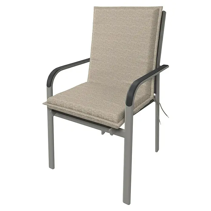 Doppler Sitzauflage Art - Niederlehner, L x B x H: 100 x 48 x 6 cm, Baumwoll-Polyester-Mischgewebe, Beige - Dieser elegante Armlehnstuhl mit bequemen, beigen Kissen lädt zum Verweilen im Garten oder auf der Terrasse ein. Das robuste Gestell sorgt für Stabilität.