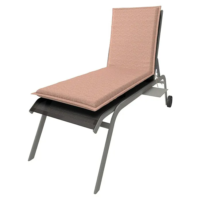 Doppler Liegenauflage Art - L x B x H: 195 x 60 x 6 cm, Polyester, Rosa - Sonnenliege mit grauem Rahmen und korallfarbener Polsterung. Perfekt für entspannte Stunden im Garten oder auf der Terrasse.