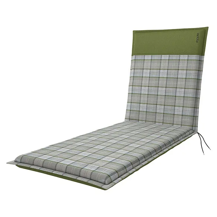 Doppler Liegenauflage Casa - L x B x H: 195 x 60 x 6 cm, Polyester, Grün - Komfortable Gartenliegeauflage mit grünem Karomuster, ideal für entspannte Stunden im Freien. Hochwertige Verarbeitung und bequeme Polsterung für optimalen Liegekomfort.