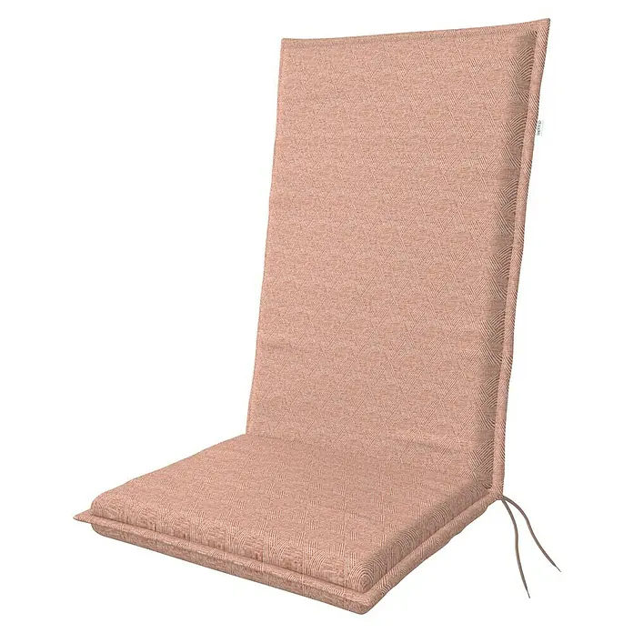 Doppler Sitzauflage Art - Hochlehner, L x B x H: 119 x 48 x 6 cm, Baumwoll-Polyester-Mischgewebe, Rosa - Gepolsterte Gartenstuhlauflage in einem sanften Rosaton mit Bindebändern zur einfachen Befestigung. Ideal für Komfort im Freien.