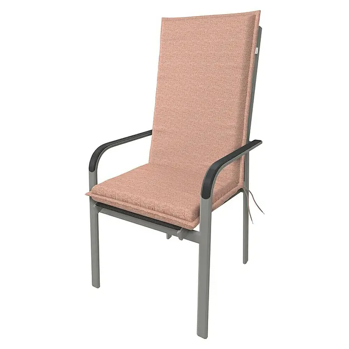 Doppler Sitzauflage Art - Hochlehner, L x B x H: 119 x 48 x 6 cm, Baumwoll-Polyester-Mischgewebe, Rosa - Ein stilvoller Gartenstuhl mit Armlehnen und bequemer, rosafarbener Polsterung. Ideal für entspannte Stunden im Freien.