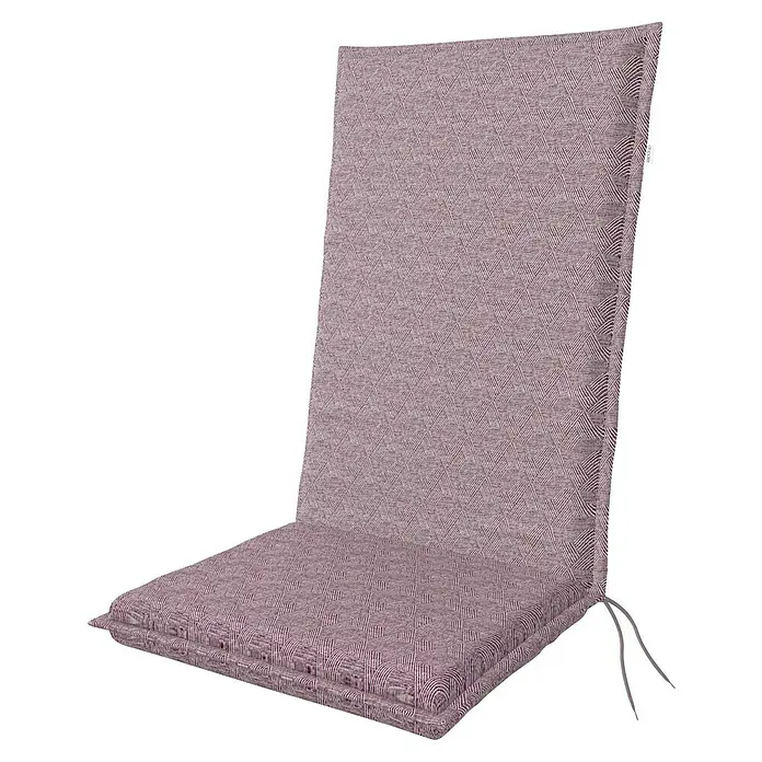 Doppler Sitzauflage Art - Hochlehner, L x B x H: 119 x 48 x 6 cm, Baumwoll-Polyester-Mischgewebe, Violett - Ein bequemes Stuhlkissen mit Bindebändern, perfekt für zusätzlichen Komfort und Stil in Ihrem Außenbereich. Das Kissen hat ein attraktives Muster.